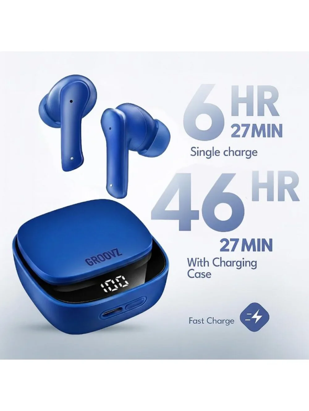 True Wireless Earbuds with Charging Case, IPX4 Water Resistant, 46Hr Battery
